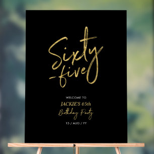Gold & Black Forty 65th Birthday Party Welcome Acrylic Sign