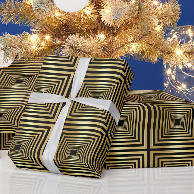 Gold black geometric luxurious Wrapping Paper (Creator Uploaded)