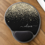 Gold Black Girly Glitter Sparkle Monogram Name Gel Mouse Mat<br><div class="desc">Gold and Black Sparkle Glitter Monogram Name and Initial Mousepad (Mouse Pad). This makes the perfect sweet 16 birthday,  wedding,  bridal shower,  anniversary,  baby shower or bachelorette party gift for someone that loves glam luxury and chic styles.</div>