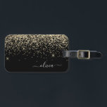 Gold Black Girly Glitter Sparkle Monogram Name Luggage Tag<br><div class="desc">Gold and Black Sparkle Glitter Monogram Name and Initial Pillow. The pillow makes the perfect sweet 16 birthday,  wedding,  bridal shower,  baby shower or bachelorette party gift for someone decorating her room in style.</div>