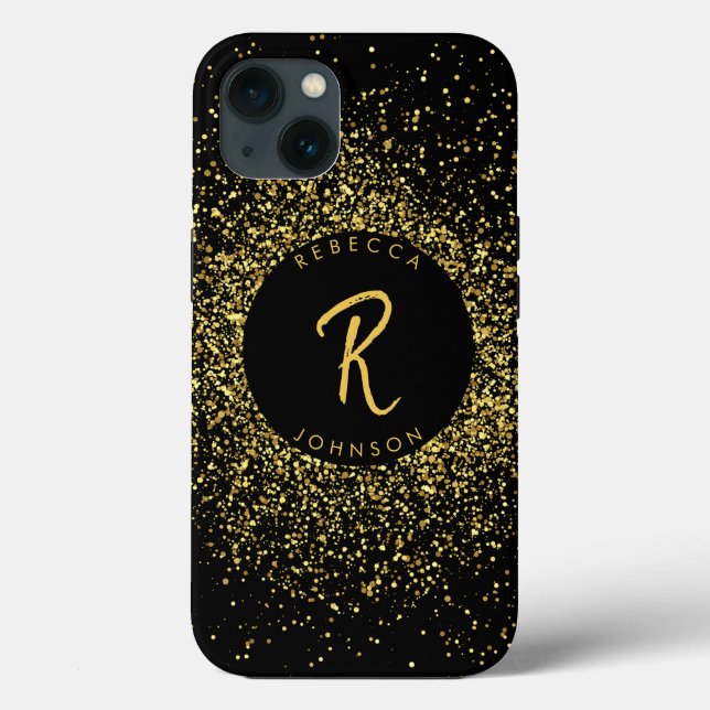 Gold & Black Girly Monogram Case-Mate iPhone Case (Back)