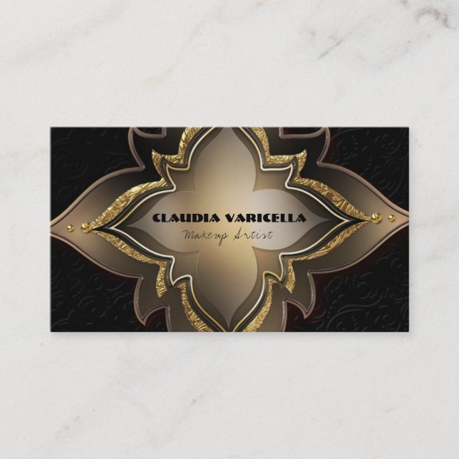 Gold Black Glam Exotic Chic Flower Elegant Classy Business Card (Front)