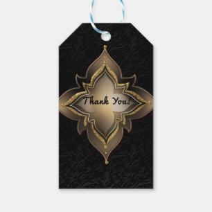Gold Black Glam Exotic Chic Flower Party Favour Gift Tags