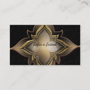 Gold Black Glam Exotic Flower Refer a Friend Card