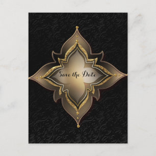 Gold Black Glam Exotic Flower Save the Date Announcement Postcard