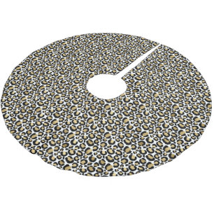 Gold Black Glam Leopard Print Brushed Polyester Tree Skirt