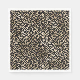 Gold Black Glam Leopard Print Napkin