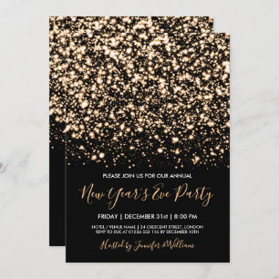 Gold & Black Glam New Years Eve Party Invitation