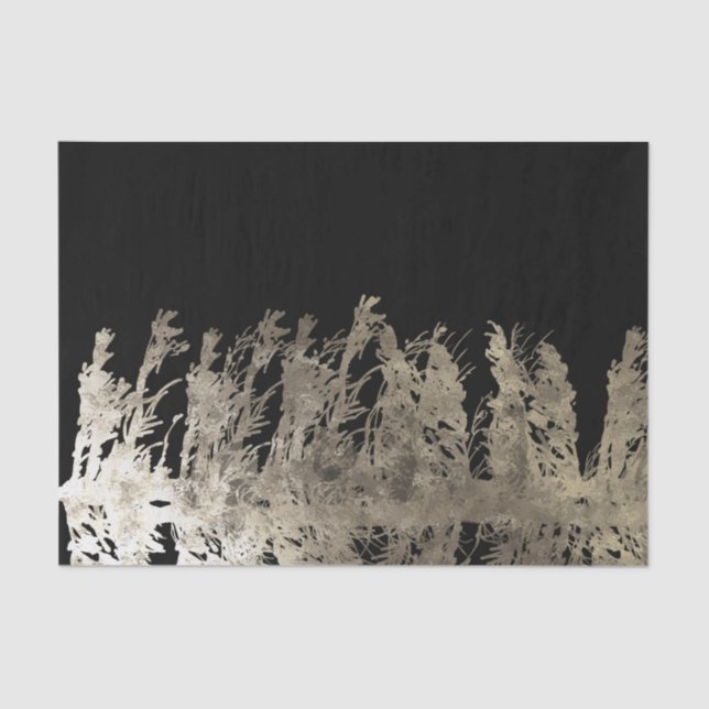 Gold & Black Glam Pine Tree Rustic Forest Wedding Tissue Paper (Front)