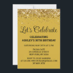 Gold Black Glitter 30th Birthday Let's Celebrate Invitation<br><div class="desc">Gold Black Glitter Personalised Invite,  30th Birthday Party invitation Thirty,  Let's celebrate digital Any Age,  Instant download Forty Fifty Sixty,  Personalised 21st 40th 50th 60th,  Elegant Milestone template Sweet 16,  Custom 18th Glam Golden Confetti,  Adult Calligraphy Modern Stylish script,  Chic trendy simple for her,  Bling 16th quinceanera 15th celebration</div>