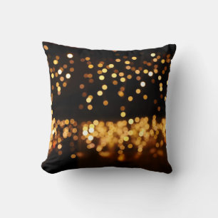Gold Black Glitter: Abstract De-focused Background Cushion