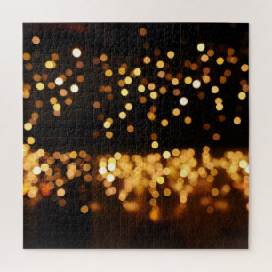 Gold Black Glitter: Abstract De-focused Background Jigsaw Puzzle
