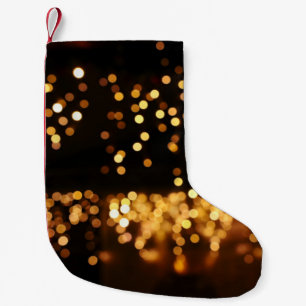 Gold Black Glitter: Abstract De-focused Background Small Christmas Stocking