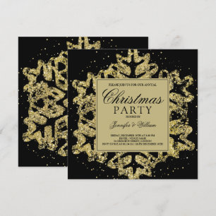 Gold & Black Glitter Elegant Xmas Holiday Party In Invitation