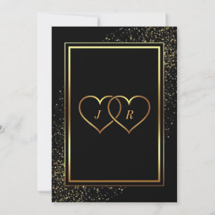 Gold Black Glitter Framed Wedding Invitation