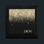Gold Black Glitter Girly Monogram Initials Gift Box<br><div class="desc">Black and Gold Sparkle Glitter Monogram Name Jewellery Keepsake Box. This makes the perfect graduation,  birthday,  wedding,  bridal shower,  anniversary,  baby shower or bachelorette party gift for someone that loves glam luxury and chic styles.</div>