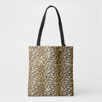 Gold & Black Glitter Glam Leopard Spots Print