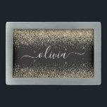 Gold Black Glitter Script Monogram Girly Name Belt Buckle<br><div class="desc">Black and Gold Sparkle Glitter Script Monogram Name Belt Buckle. This makes the perfect graduation,  sweet 16 16th,  18th,  21st,  30th,  40th,  50th,  60th,  70th,  80th,  90th,  100th birthday,  wedding,  bridal shower,  anniversary,  baby shower or bachelorette party gift for someone that loves glam luxury and chic styles.</div>