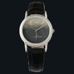Gold Black Glitter Script Monogram Girly Name Watch<br><div class="desc">Black and Gold Sparkle Glitter Script Monogram Name Watch. This makes the perfect graduation,  birthday,  wedding,  bridal shower,  anniversary,  baby shower or bachelorette party gift for someone that loves glam luxury and chic styles.</div>