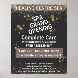 Gold Black Glittery Physio Centre Grand Opening  Poster