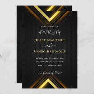 Gold Black Golden Modern Wedding Invitation