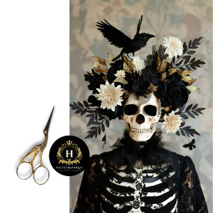 Gold Black Gothic Skeleton Skull Decoupage  Tissue Paper