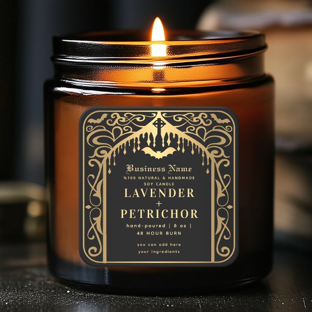 Gold Black Gothic Vampire Candle Product Label (Creator Uploaded)