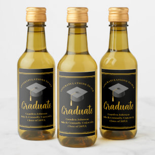 Gold Black Graduation Party Formal Mini Wine Label