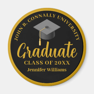 Gold Black Graduation Personalised 2025 Graduate Magnet