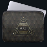 Gold Black Great Gatsby Art Deco 20s Monogram Laptop Sleeve<br><div class="desc">Unique design featuring vintage gold and black Art Deco from well known roaring 20s époque,  on a black textured background. Use Customise tool to add your info. For matching items,  visit,  please,  my Glam Gold Art Deco Collection.</div>