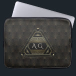 Gold Black Great Gatsby Art Deco 20s Monogram Laptop Sleeve<br><div class="desc">Unique design featuring vintage gold and black Art Deco from well known roaring 20s époque,  on a black textured background. Use Customise tool to add your info. For matching items,  visit,  please,  my Glam Gold Art Deco Collection.</div>