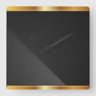 Gold ,Black & grey Square Wall Clock