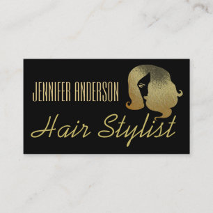 Gold Black Hair Stylist Salon Cosmetologist Appointment Card