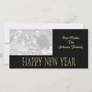 gold black happy new year holiday card