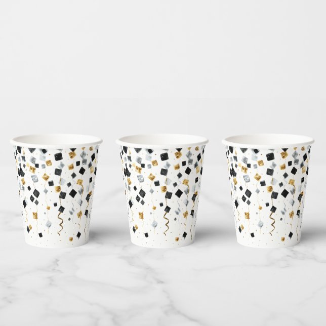 Gold Black Happy New Year Paper Cups (Multi)