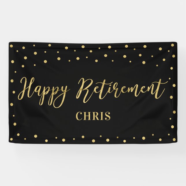 Gold & Black | Happy Retirement Party Banner (Horizontal)
