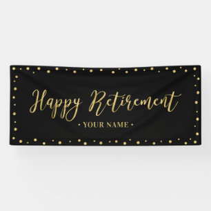 Gold & Black Happy Retirement Party Banner