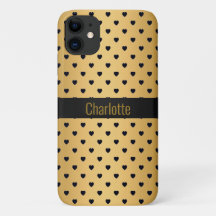 GOLD BLACK HEART PATTERN IPHONE customisable