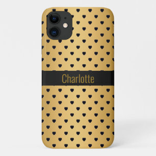 GOLD BLACK HEART PATTERN IPHONE customisable 11 Case