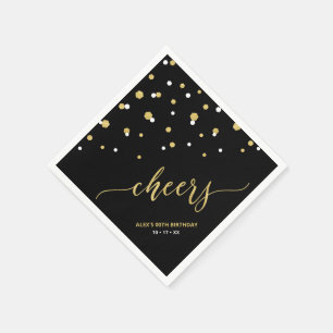 Gold Black Hexagon Confetti Cheers Custom Party Na Napkin