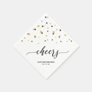 Gold Black Hexagon Confetti Cheers Custom Party Napkin