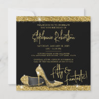Gold Black High Heels Modern Birthday Party Square