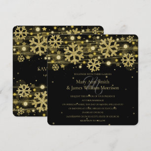 Gold & Black Holiday Wedding Save The Date Invitation