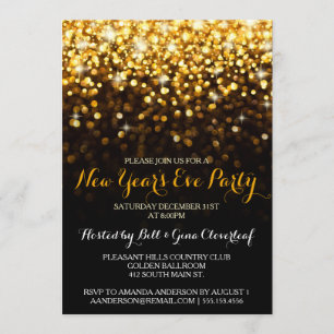 Gold Black Hollywood Glam New Year's Eve Party Invitation
