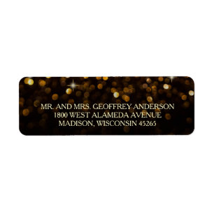 Gold Black Hollywood Glitz Glam Wedding Label