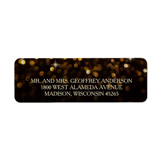 Gold Black Hollywood Glitz Glam Wedding Label Return Address Label
