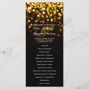 Gold Black Hollywood Glitz Glam Wedding Program Programme