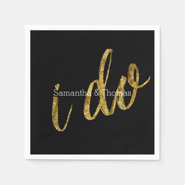 Gold Black I Do Napkin (Front)