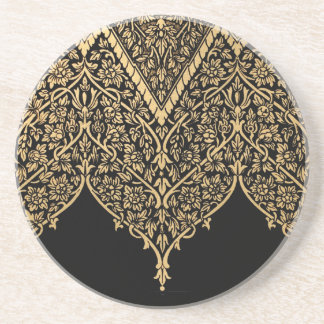 Gold Black Indian Motif Vintage Design Pattern Coaster