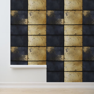 Gold Black Industrial Pattern Wallpaper